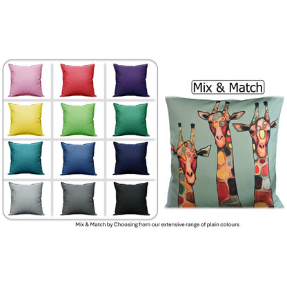 Waterproof Breathable Giraffe Hollowfibre Filled Cushions 43x43cm for Outdoor Garden Bench Sofa or Indoor Use by OLIVIA ROCCO - White Bear Furnishings