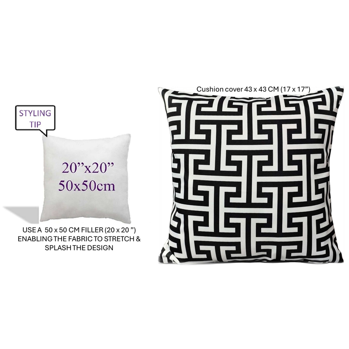 Waterproof Breathable Milano Black Hollowfibre Filled Cushions 43x43cm for Outdoor Garden Bench Sofa or Indoor Use by OLIVIA ROCCO - White Bear Furnishings