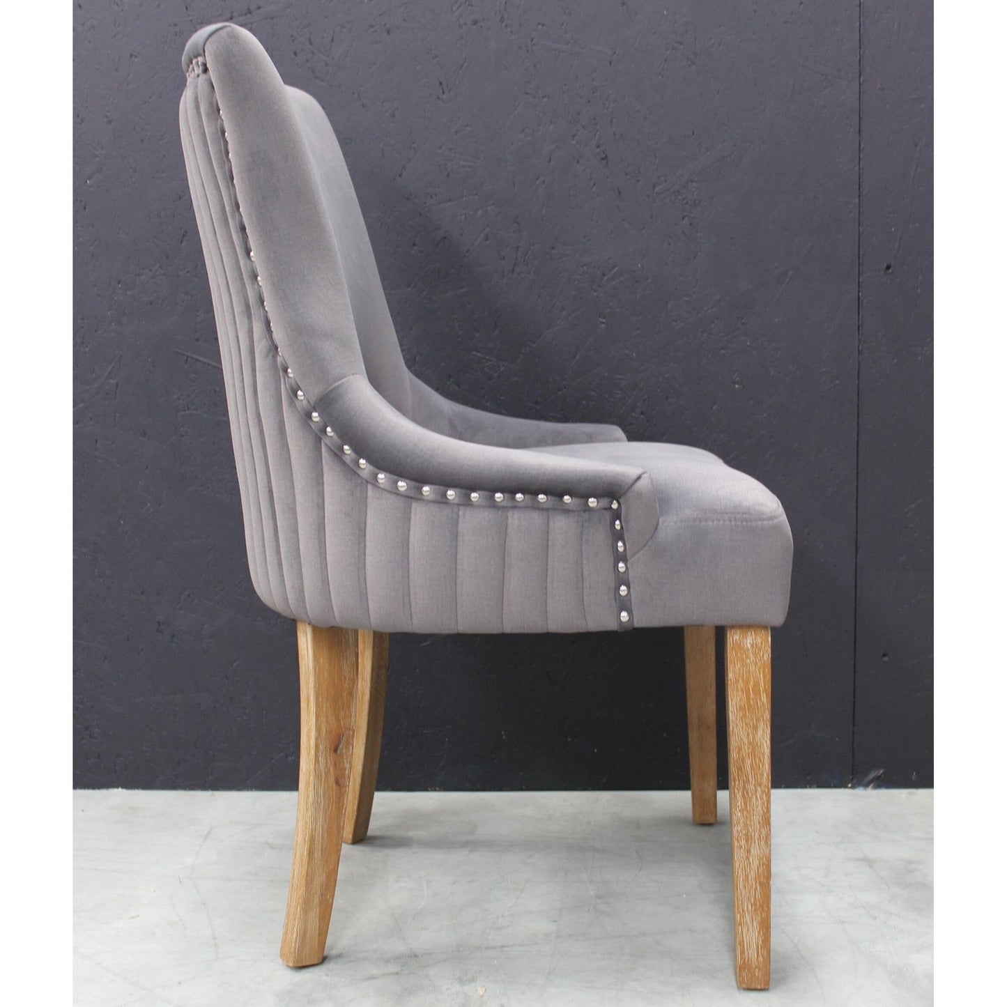 [Set of 2] Ancient Mariner Scott Velvet Dark Grey Dining Chairs - VLA301