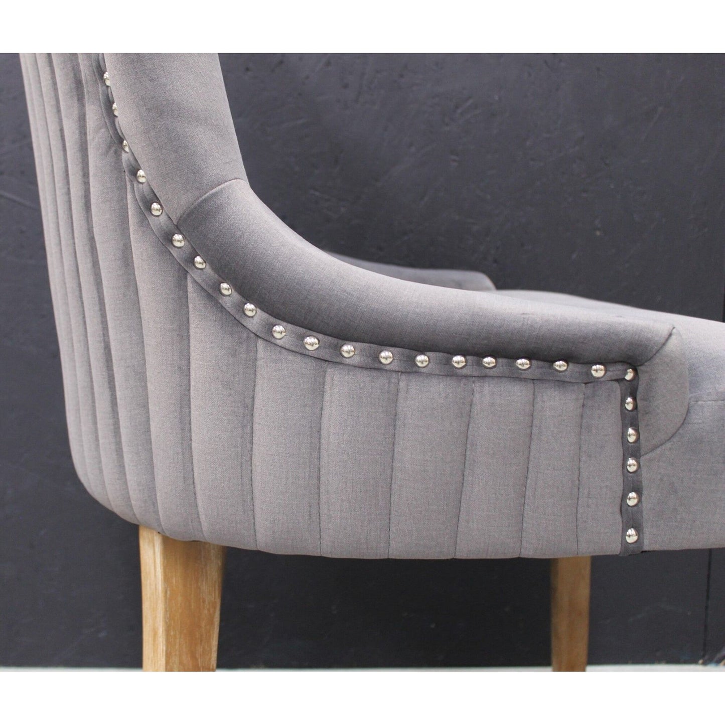 [Set of 2] Ancient Mariner Scott Velvet Dark Grey Dining Chairs - VLA301