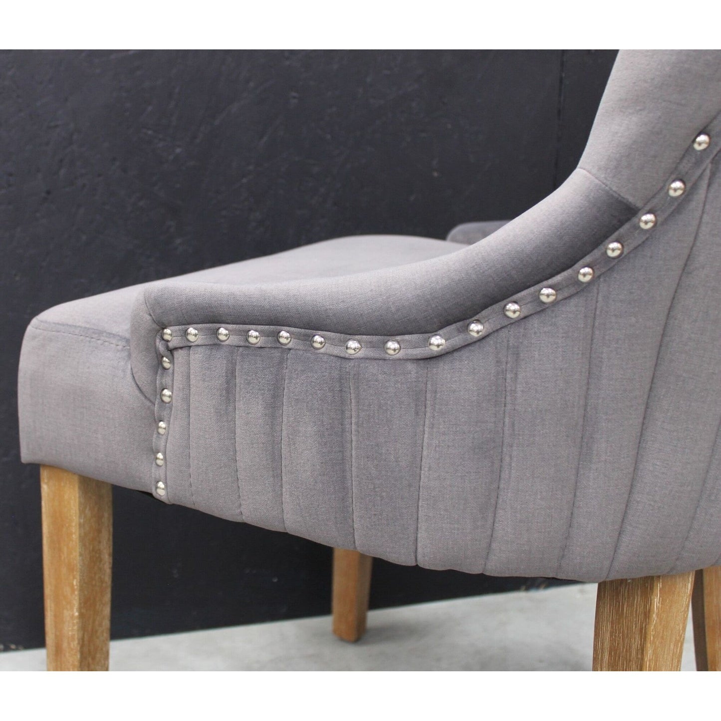 [Set of 2] Ancient Mariner Scott Velvet Dark Grey Dining Chairs - VLA301