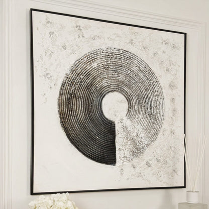 Westborne Monochrome Spiral Textured Canvas Wall Art