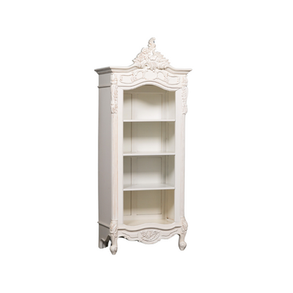 Handcrafted White French Style Mahogany Carved Bookcase - MWF11