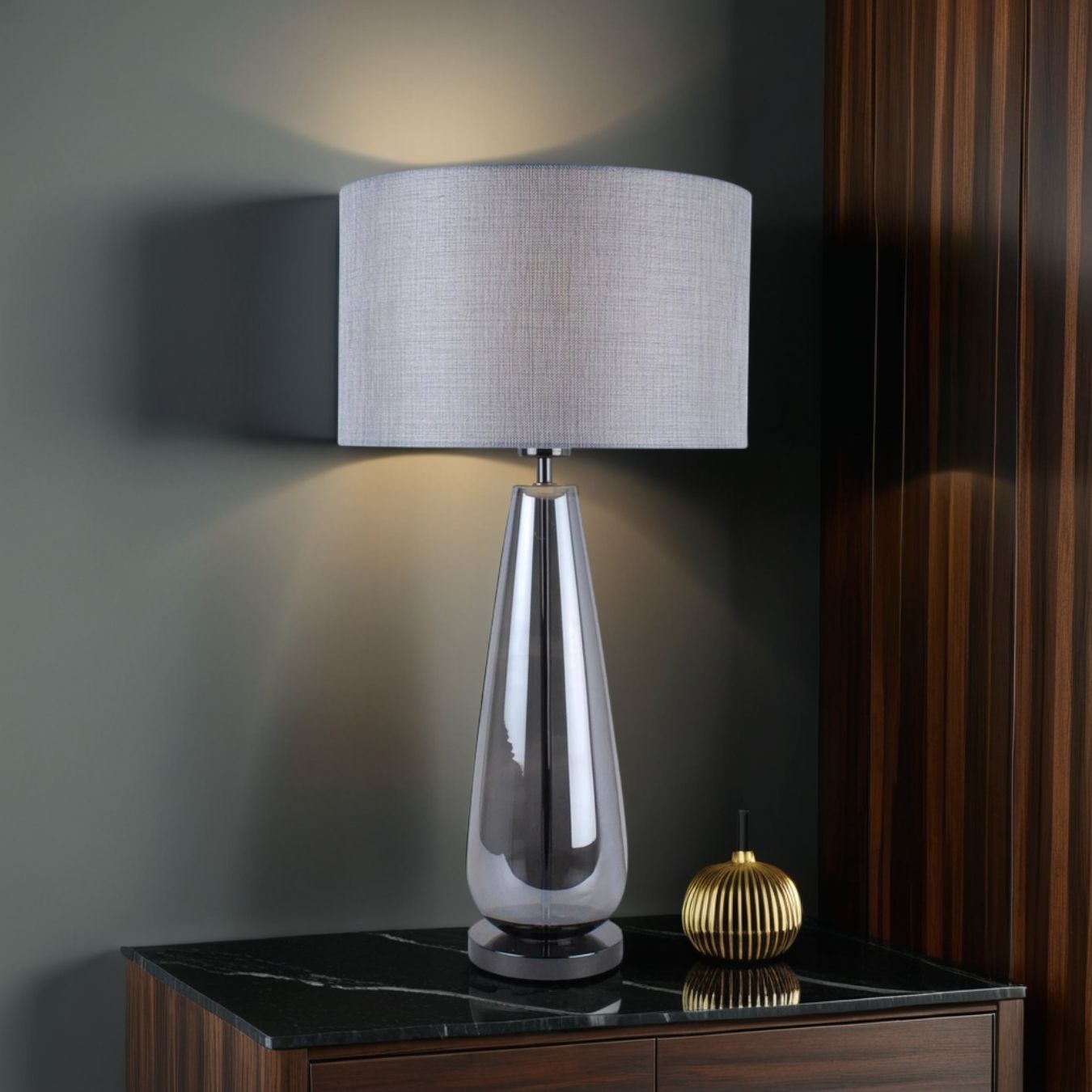 Tulisa Tall Smoked Glass Table Lamp - White Bear Furnishings