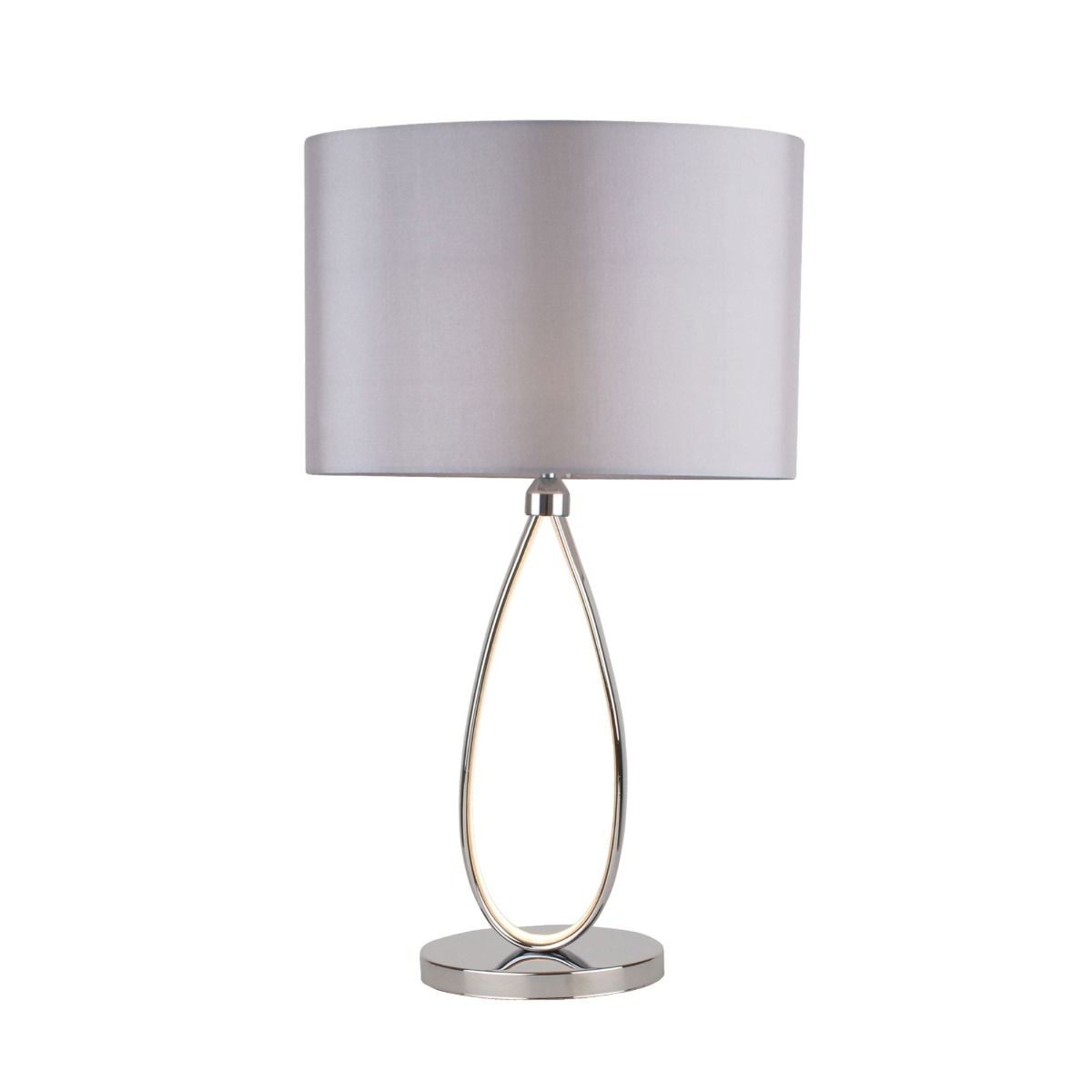 Zabina Polished Chrome & Grey LED Table Lamp - White Bear Furnishings