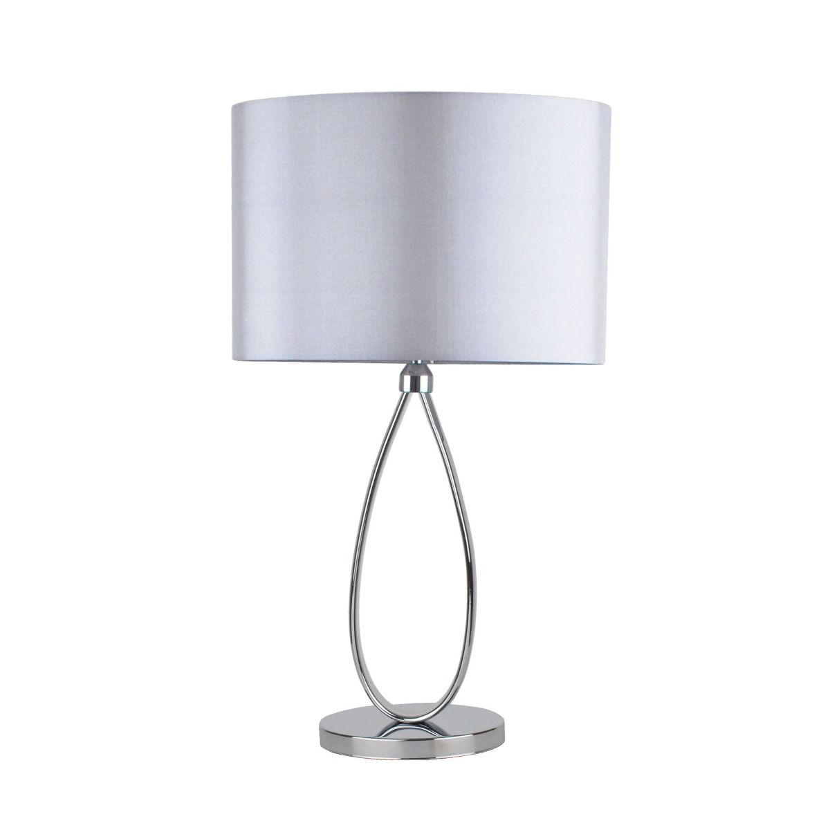Zabina Polished Chrome & Grey LED Table Lamp - White Bear Furnishings