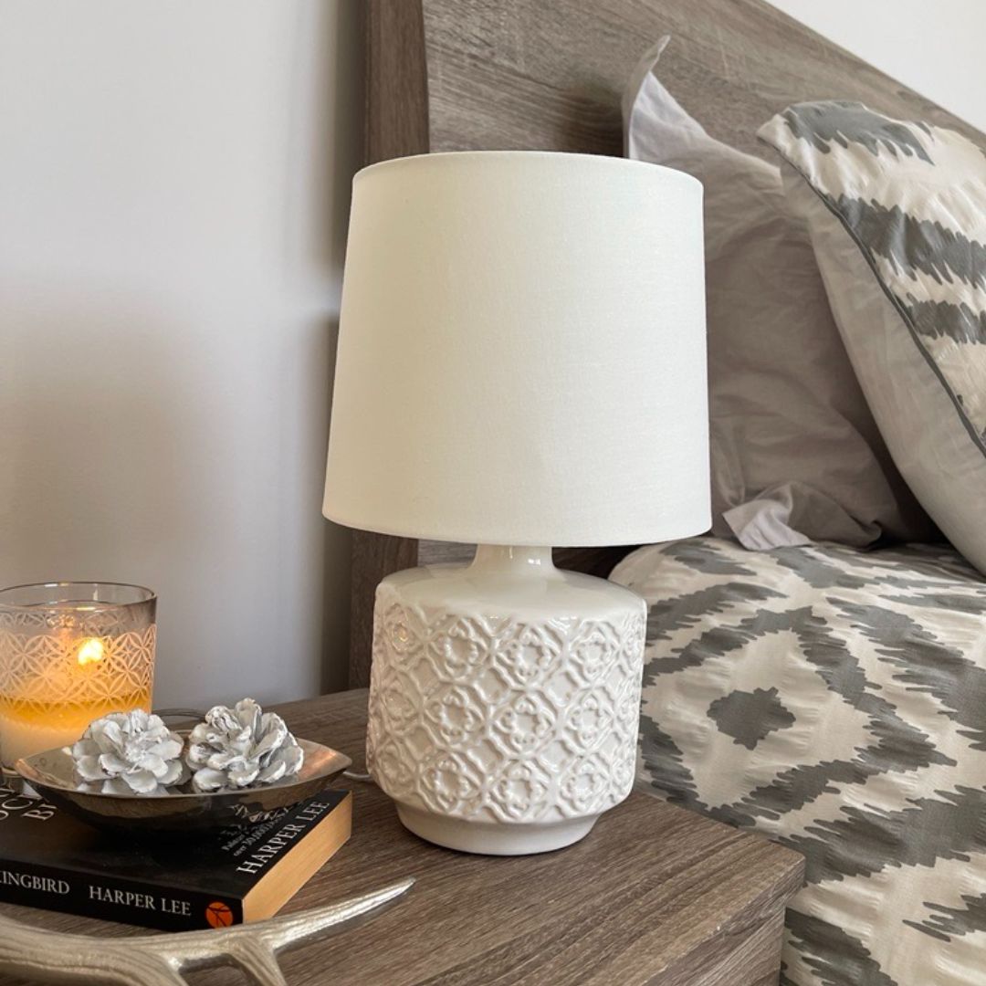 Mara White Ceramic Table Lamp - White Bear Furnishings