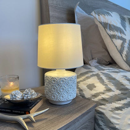 Mara White Ceramic Table Lamp - White Bear Furnishings