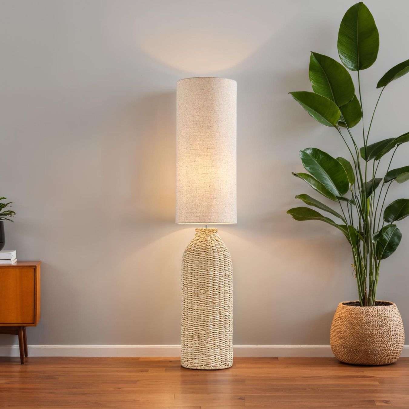 Joyce Natural Woven Floor Lamp - White Bear Furnishings