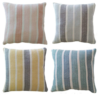Zara Striped Indian Cotton Cushion Covers for Indoor Outdoor Decor Super Soft with Discreet Zipper in Grey Ochre Teal Blush Pink Various Sizes by OLIVIA ROCCO - White Bear Furnishings